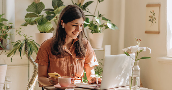 woman on a computer