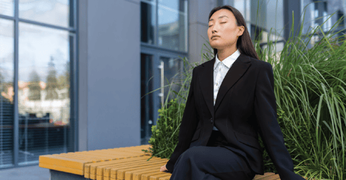 Woman Relaxed outside of workplace