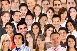 Collage of a group of people portrait smiling