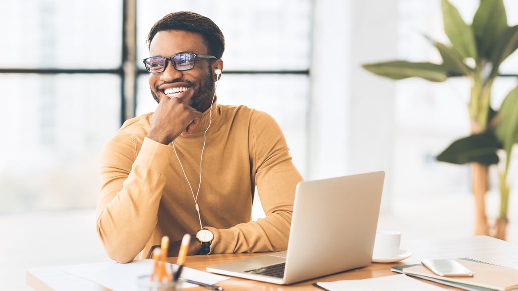 Employee sitting at computer