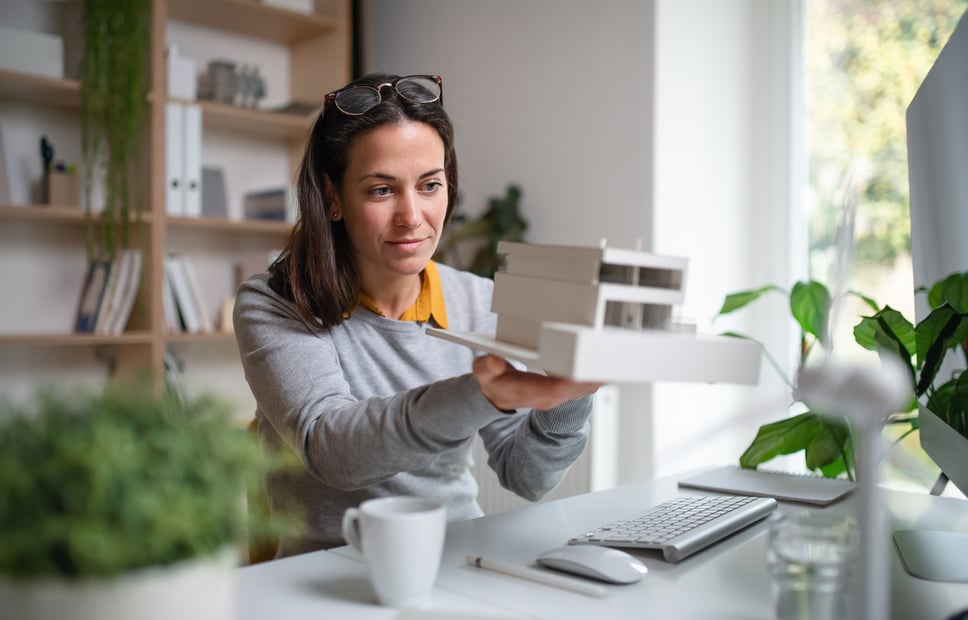 Women looking at project