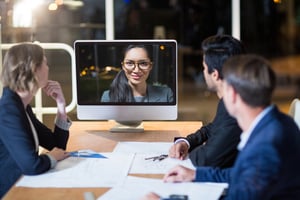 Business team having video conference in the conference room-3