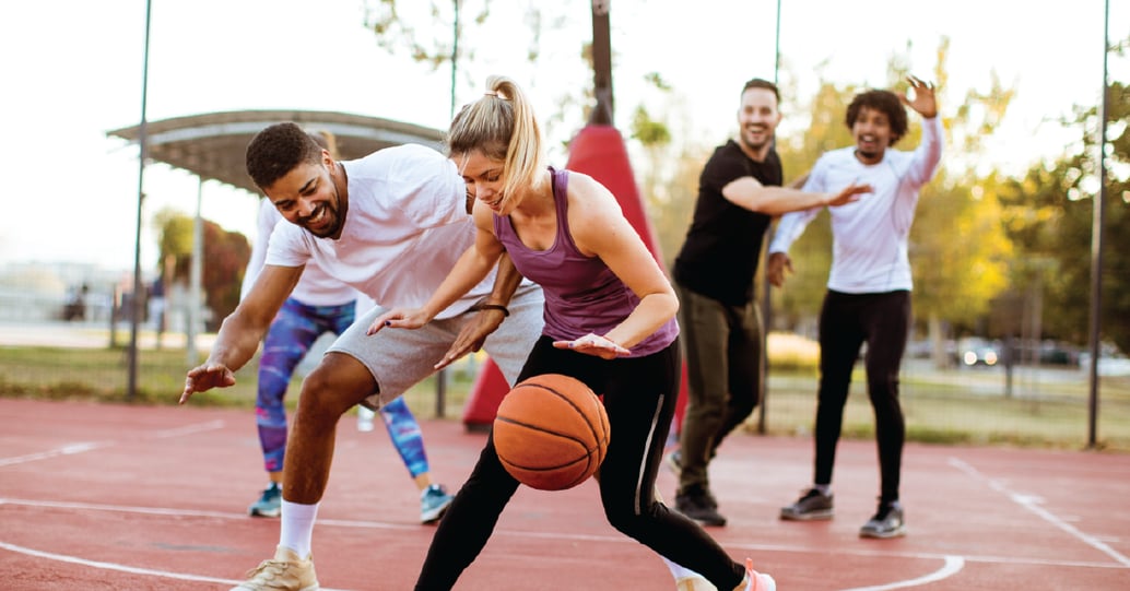 playing basketball outside