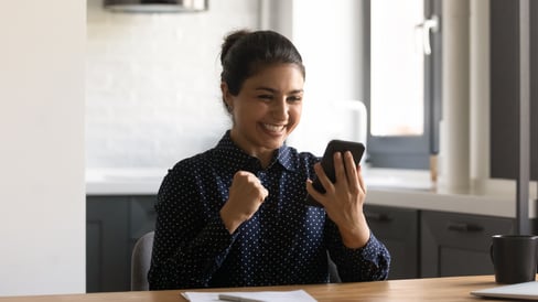 Employee celebrating earning a reward