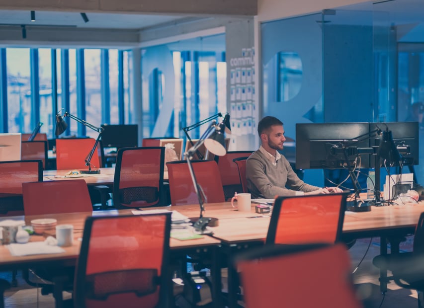 Man working alone in an office