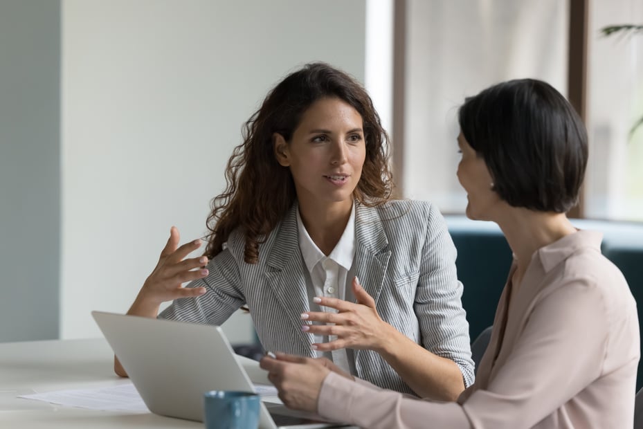 two women talking