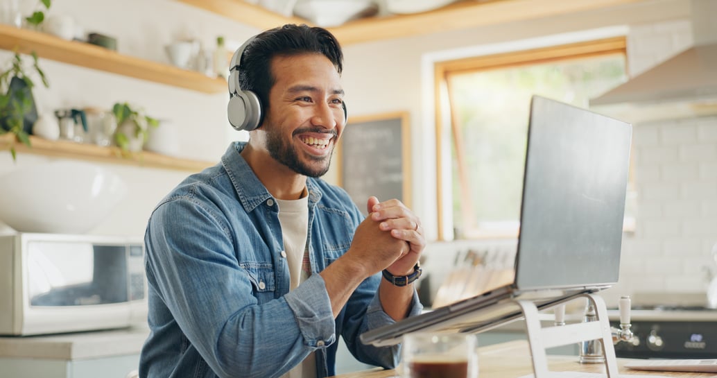 Man working from home remotely