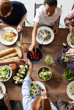 dinner party with healthy food